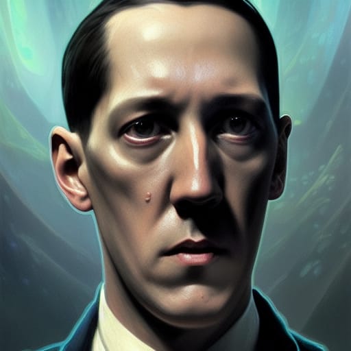 AI-generated portrait of horror author H. P. Lovecraft