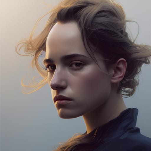 AI-generated portrait of French film director Julia Ducournau