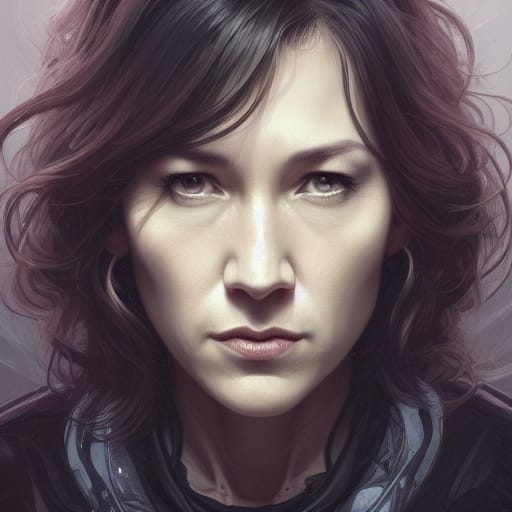 AI-generated portrait of horror director Karyn Kusama
